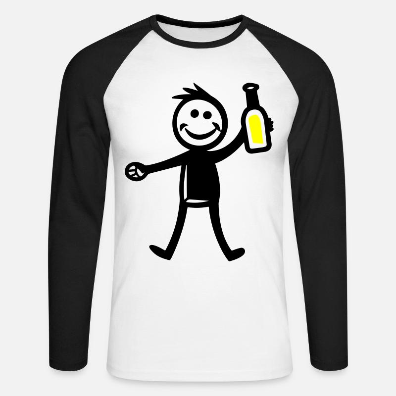 Trinken Flasche Bier - Unisex Baseballshirt langarm - Weiß/Schwarz