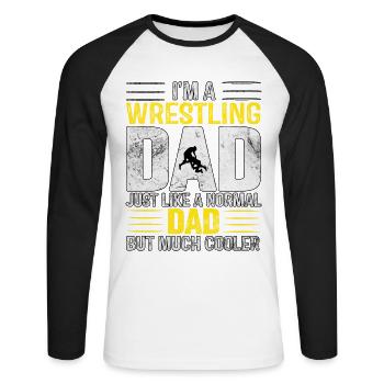 Je suis un papa de lutteur comme un papa normal - T-shirt baseball manches longues Homme - blanc/noir - Devant - Nik (191cm)