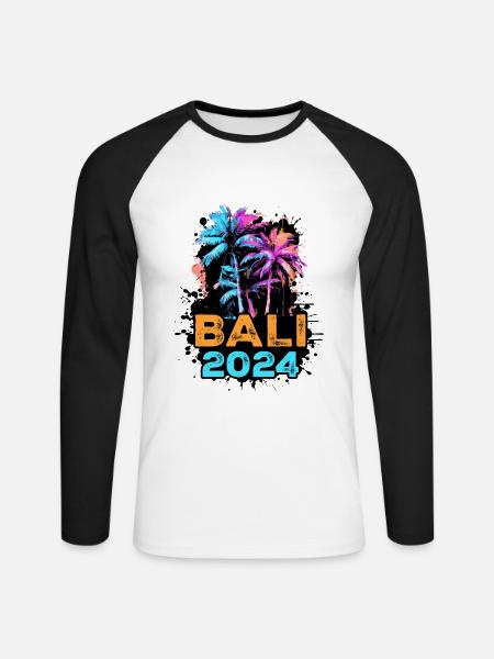Bali 2024 Tour - Unisex Long Sleeve Baseball T-Shirt - white/black