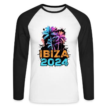 Ibiza 2024 Tour - Unisex Long Sleeve Baseball T-Shirt - white/black - Front - Nik (191cm)