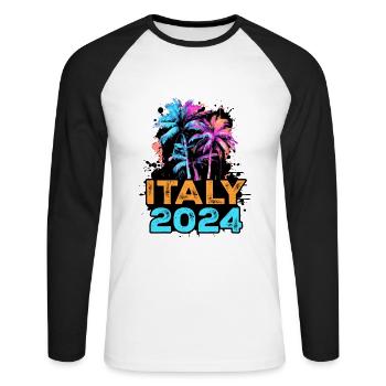 Italy 2024 Tour - Unisex Long Sleeve Baseball T-Shirt - white/black - Front - Nik (191cm)