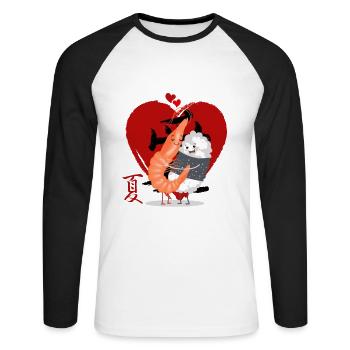 Sushi - love me tender - Unisex Long Sleeve Baseball T-Shirt - white/black - Front - Nik (191cm)