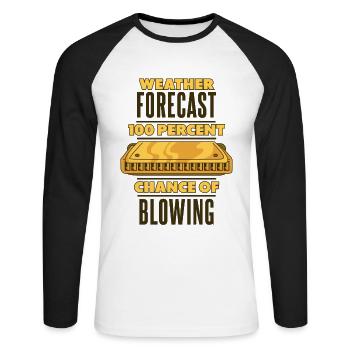 Prévisions météorologiques 100% de chances de souffler la bouche - T-shirt baseball manches longues Homme - blanc/noir - Devant - Nik (191cm)