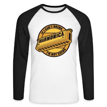 Si je ne peux pas apporter d’harmonica, je n’irai pas - T-shirt baseball manches longues Homme - blanc/noir - Devant - Nik (191cm)