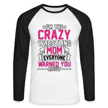 Je suis la maman folle de la lutte, tout le monde t’avait prévenue - T-shirt baseball manches longues Homme - blanc/noir - Devant - Nik (191cm)