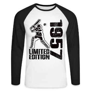 Édition limitée 1957 Édition limitée Cricket - T-shirt baseball manches longues Homme - blanc/noir - Devant - Nik (191cm)