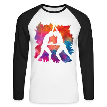 Lutte - T-shirt baseball manches longues Homme - blanc/noir - Devant - Nik (191cm)