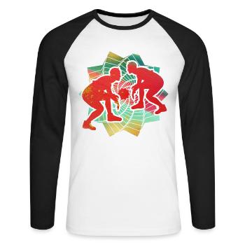 Lutte - T-shirt baseball manches longues Homme - blanc/noir - Devant - Nik (191cm)