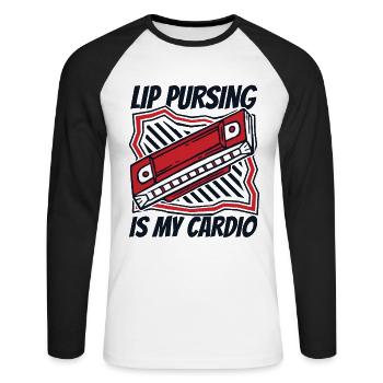 Lip Pursing Is My Cardio Harmonicist Mouth Harp - Unisex Long Sleeve Baseball T-Shirt - white/black - Front - Nik (191cm)