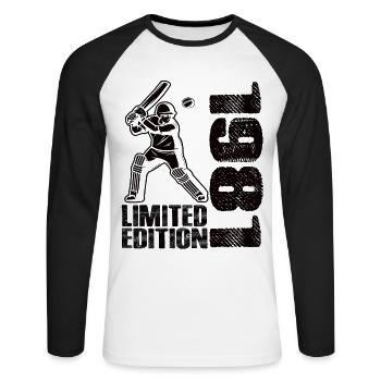 Édition limitée 1981 Édition limitée Cricket - T-shirt baseball manches longues Homme - blanc/noir - Devant - Nik (191cm)