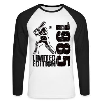 Édition limitée 1985 Édition limitée Cricket - T-shirt baseball manches longues Homme - blanc/noir - Devant - Nik (191cm)