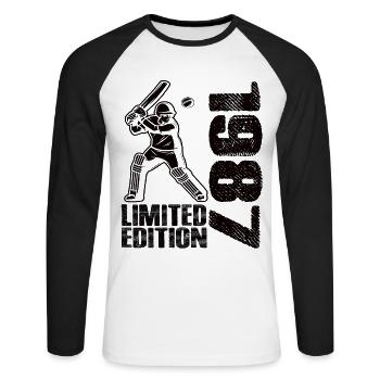 Limited Edition 1987 Limited Edition Cricket - Unisex Baseballshirt langarm - Weiß/Schwarz - Vorne - Nik (191cm)