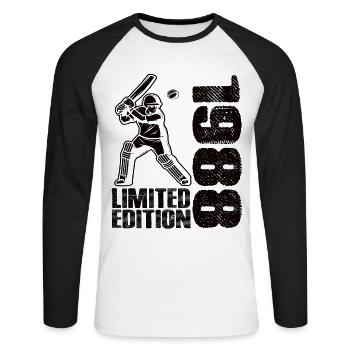 Édition limitée 1988 Édition limitée Cricket - T-shirt baseball manches longues Homme - blanc/noir - Devant - Nik (191cm)