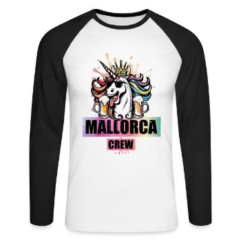 Fête de la licorne de l’équipage de Majorque - T-shirt baseball manches longues Homme - blanc/noir - Devant - Nik (191cm)