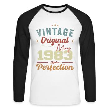 May 1983 Birthday May 1983 Gift May 1983 - Unisex Long Sleeve Baseball T-Shirt - white/black - Front - Nik (191cm)