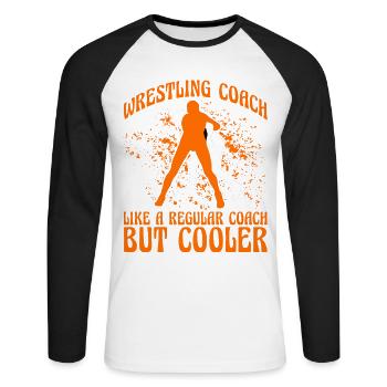 Wrestling Coach like a regular Coach but cooler - Unisex Long Sleeve Baseball T-Shirt - white/black - Front - Nik (191cm)