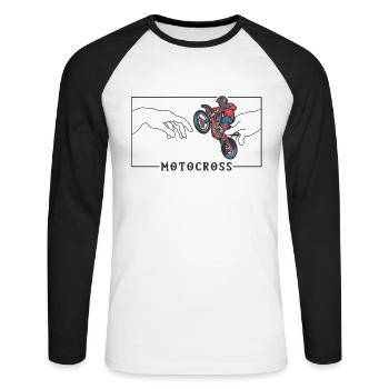 Michelangelo Création d’Adam Motocross Supermoto - T-shirt baseball manches longues Homme - blanc/noir - Devant - Nik (191cm)