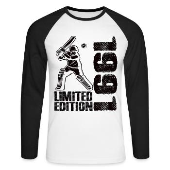 Limited Edition 1991 Limited Edition Cricket - Unisex Long Sleeve Baseball T-Shirt - white/black - Front - Nik (191cm)