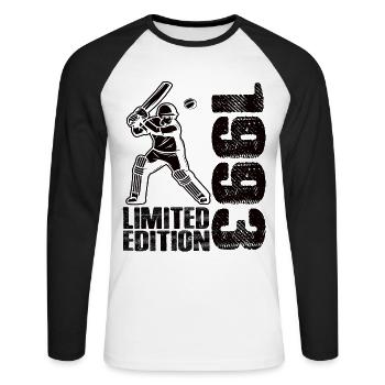 Limited Edition 1993 Limited Edition Cricket - Unisex Long Sleeve Baseball T-Shirt - white/black - Front - Nik (191cm)