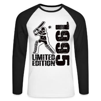 Édition limitée 1995 Édition limitée Cricket - T-shirt baseball manches longues Homme - blanc/noir - Devant - Nik (191cm)