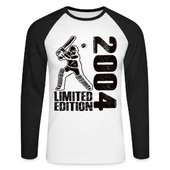 Limited Edition 2004 Limited Edition Cricket - Unisex Long Sleeve Baseball T-Shirt - white/black - Front - Nik (191cm)