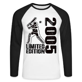 Limited Edition 2005 Limited Edition Cricket - Unisex Long Sleeve Baseball T-Shirt - white/black - Front - Nik (191cm)