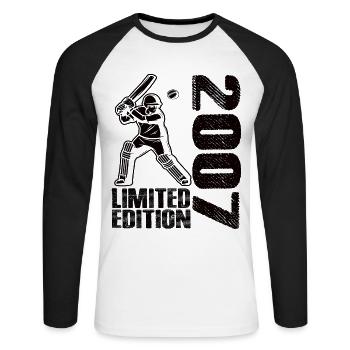 Limited Edition 2007 Limited Edition Cricket - Unisex Baseballshirt langarm - Weiß/Schwarz - Vorne - Nik (191cm)