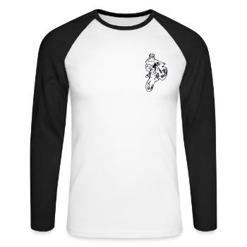 Emblème de logo de motocross Supermoto Motorcycle Racing - T-shirt baseball manches longues Homme - blanc/noir - Devant - Nik (191cm)
