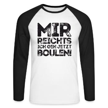 J’en ai assez, je vais jouer aux boules maintenant ! Joueur de pétanque - T-shirt baseball manches longues Homme - blanc/noir - Devant - Nik (191cm)