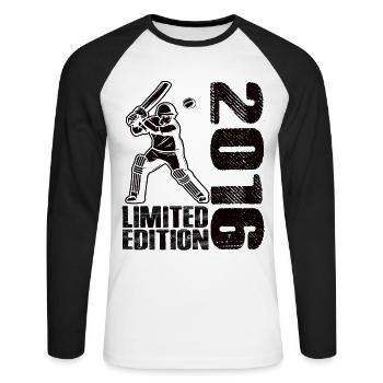 Limited Edition 2016 Limited Edition Cricket - Unisex Baseballshirt langarm - Weiß/Schwarz - Vorne - Nik (191cm)