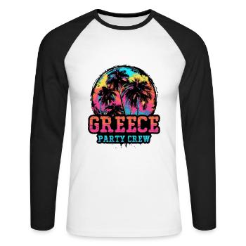 Greece Party Crew - Unisex Long Sleeve Baseball T-Shirt - white/black - Front - Nik (191cm)