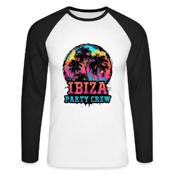 Ibiza Party Crew - Unisex Long Sleeve Baseball T-Shirt - white/black - Front - Nik (191cm)