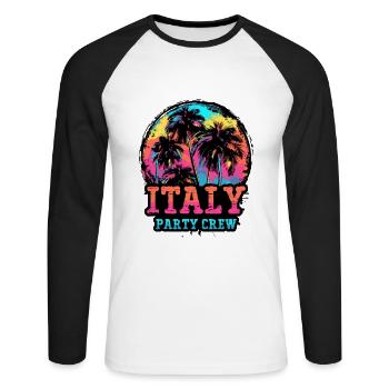 Italy Party Crew - Unisex Long Sleeve Baseball T-Shirt - white/black - Front - Nik (191cm)