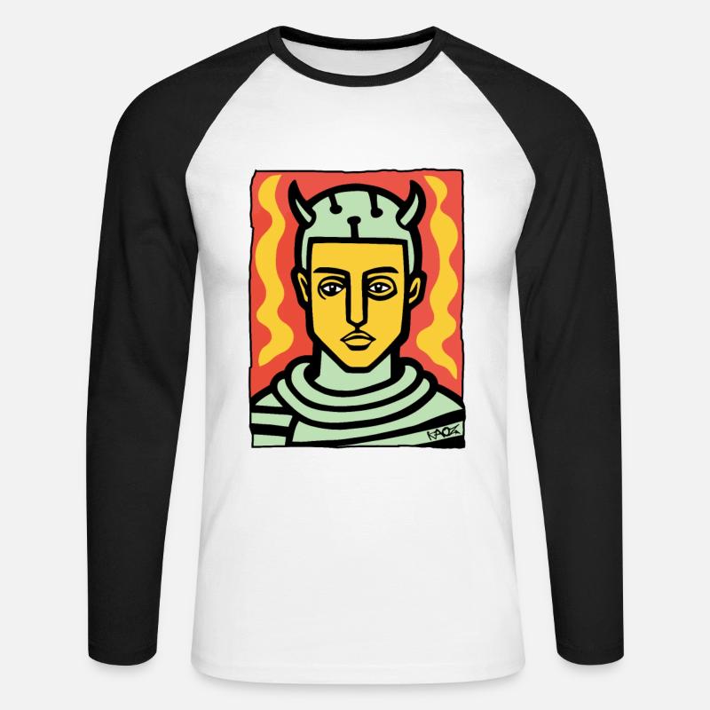 Anime Wikinger Ritter - Unisex Baseballshirt langarm - Weiß/Schwarz