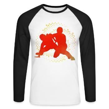 Lutte - T-shirt baseball manches longues Homme - blanc/noir - Devant - Nik (191cm)