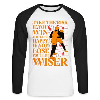 Lutte - T-shirt baseball manches longues Homme - blanc/noir - Devant - Nik (191cm)