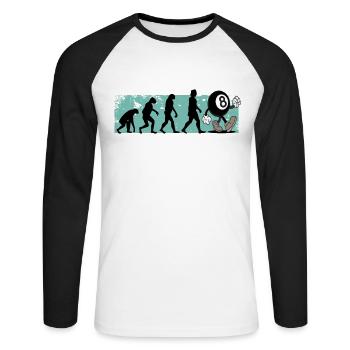 Billiards Evolution Snooker - Unisex Long Sleeve Baseball T-Shirt - white/black - Front - Nik (191cm)