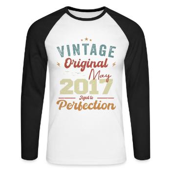 May 2017 Birthday May 2017 Gift May 2017 - Unisex Long Sleeve Baseball T-Shirt - white/black - Front - Nik (191cm)