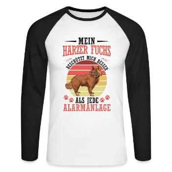 Harz fox protects me Herding dog Herding fox - Unisex Long Sleeve Baseball T-Shirt - white/black - Front - Nik (191cm)