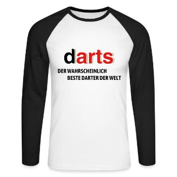 Der wahrscheinlich beste Darter der Welt - Unisex Baseballshirt langarm - Weiß/Schwarz - Vorne - Nik (191cm)