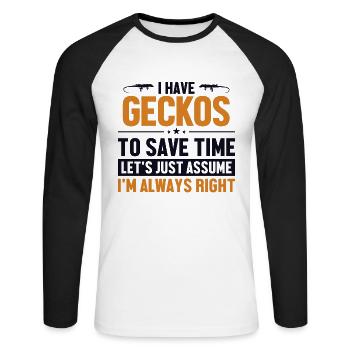 Propriétaire de Gecko Supposons que j’ai raison Gekkota - T-shirt baseball manches longues Homme - blanc/noir - Devant - Nik (191cm)