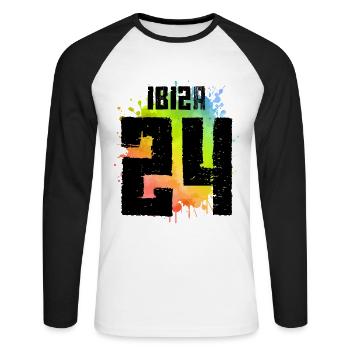 Maillot Ibiza 24 2024 - T-shirt baseball manches longues Homme - blanc/noir - Devant - Nik (191cm)