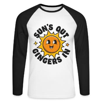 Suns Out Gingers In - Unisex Baseballshirt langarm - Weiß/Schwarz - Vorne - Nik (191cm)