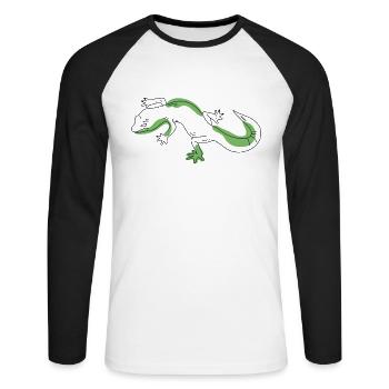 Lineart Gekkota Schopfeidechse Gecko Experte - Unisex Baseballshirt langarm - Weiß/Schwarz - Vorne - Nik (191cm)