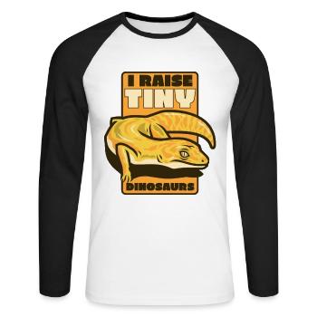 Ich züchte winzige Dinosaurier Gekkota Schopfeidechse - Unisex Baseballshirt langarm - Weiß/Schwarz - Vorne - Nik (191cm)