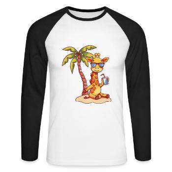 Giraffe Summer Beach Vacation - Unisex Long Sleeve Baseball T-Shirt - white/black - Front - Nik (191cm)