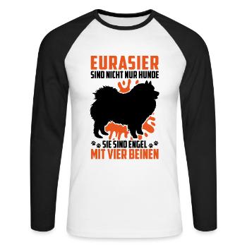 Eurasier n’est pas qu’un chien Spitz eurasien - T-shirt baseball manches longues Homme - blanc/noir - Devant - Nik (191cm)