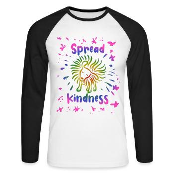 Spread Kindness - Dog Shakes Itself - Unisex Long Sleeve Baseball T-Shirt - white/black - Front - Nik (191cm)