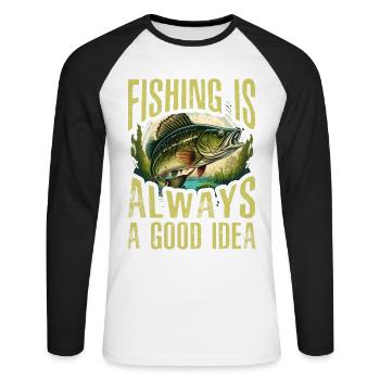Fishing is always a good idea - Unisex Long Sleeve Baseball T-Shirt - white/black - Front - Nik (191cm)