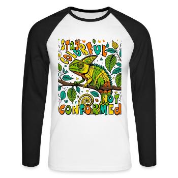 Chemise caméléon unique : Afficher la couleur - T-shirt baseball manches longues Homme - blanc/noir - Devant - Nik (191cm)